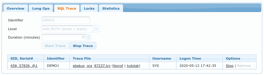 ch4 session sqltrace